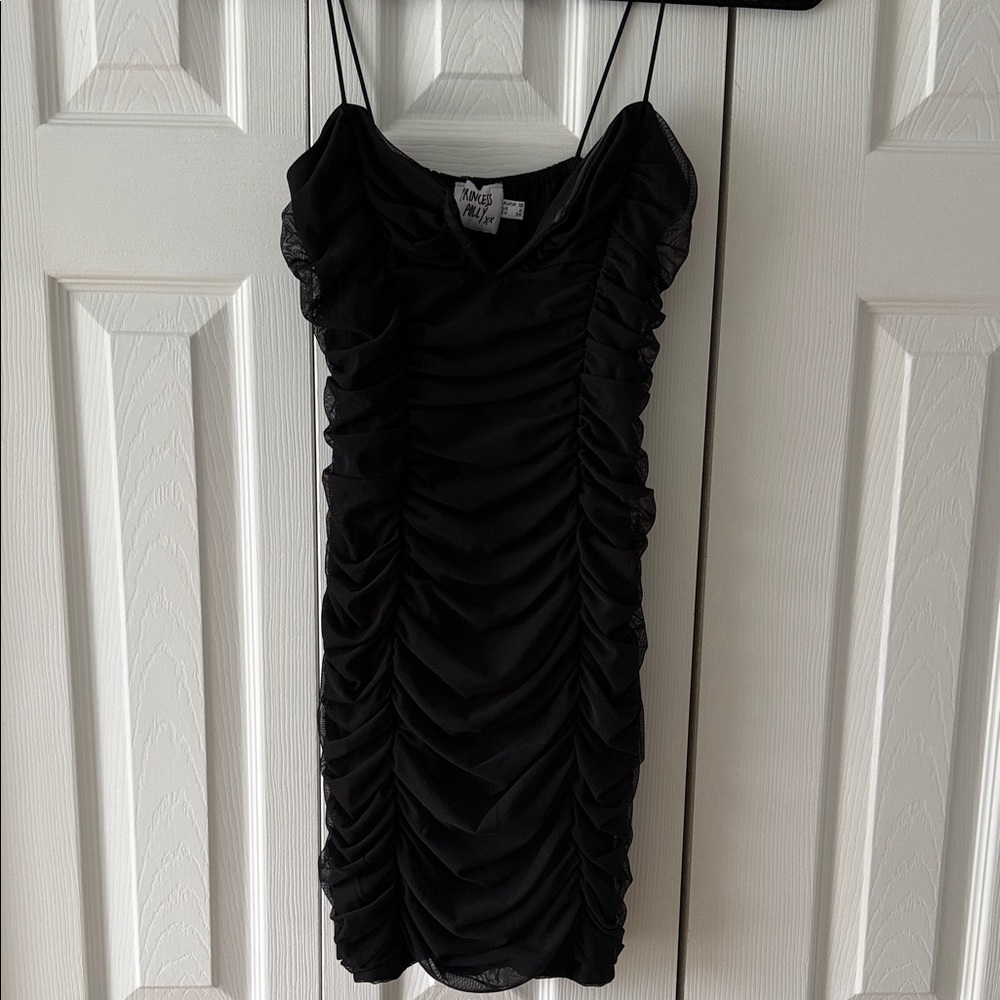Princess Polly Black Ruched Mini Slip Dress